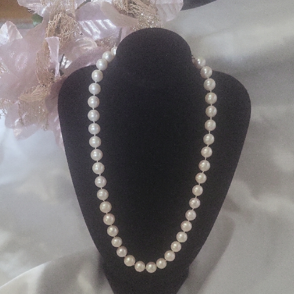 New Genuine White Pearl Necklace AAA+ High Quality